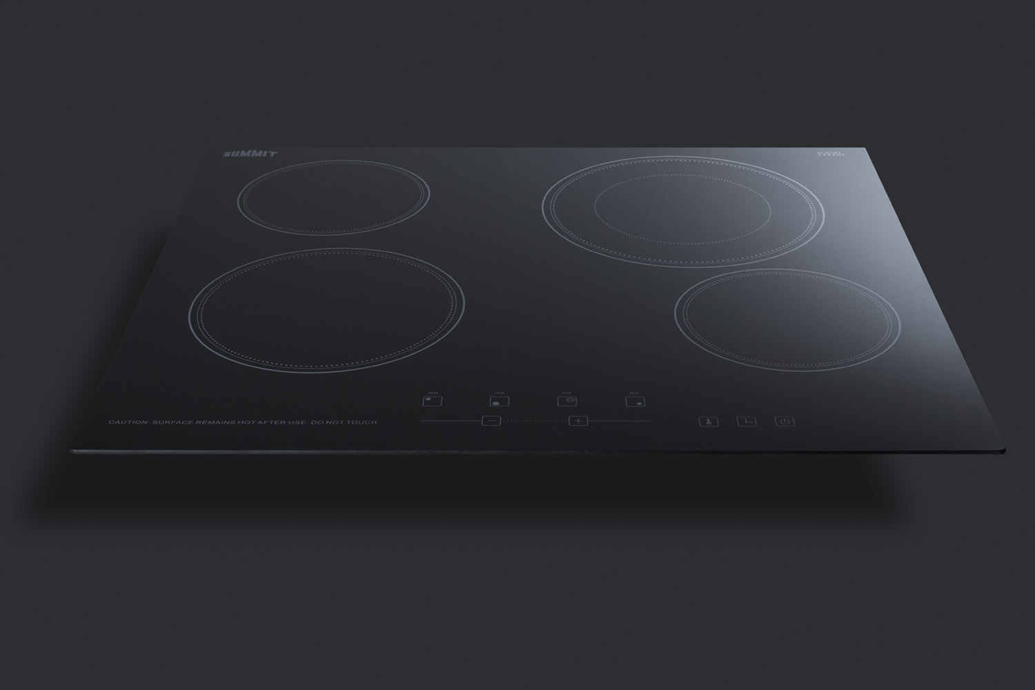 230V 4-burner cooktop in black ceramic Schott glass with digital touch controls and an extra large 8